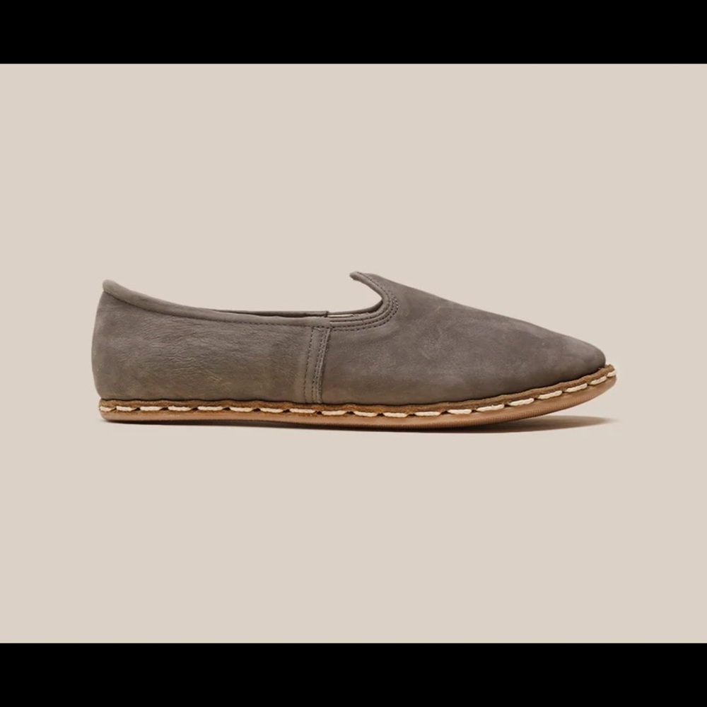 Sabah genuine leather grey slip on shoes, lightly worn